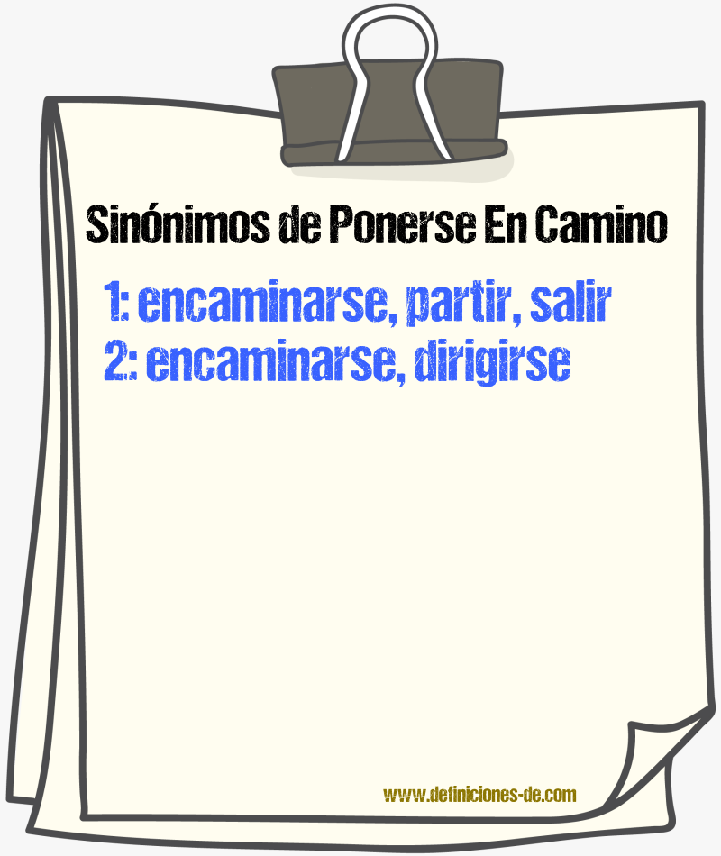 Sinónimos de ponerse en camino