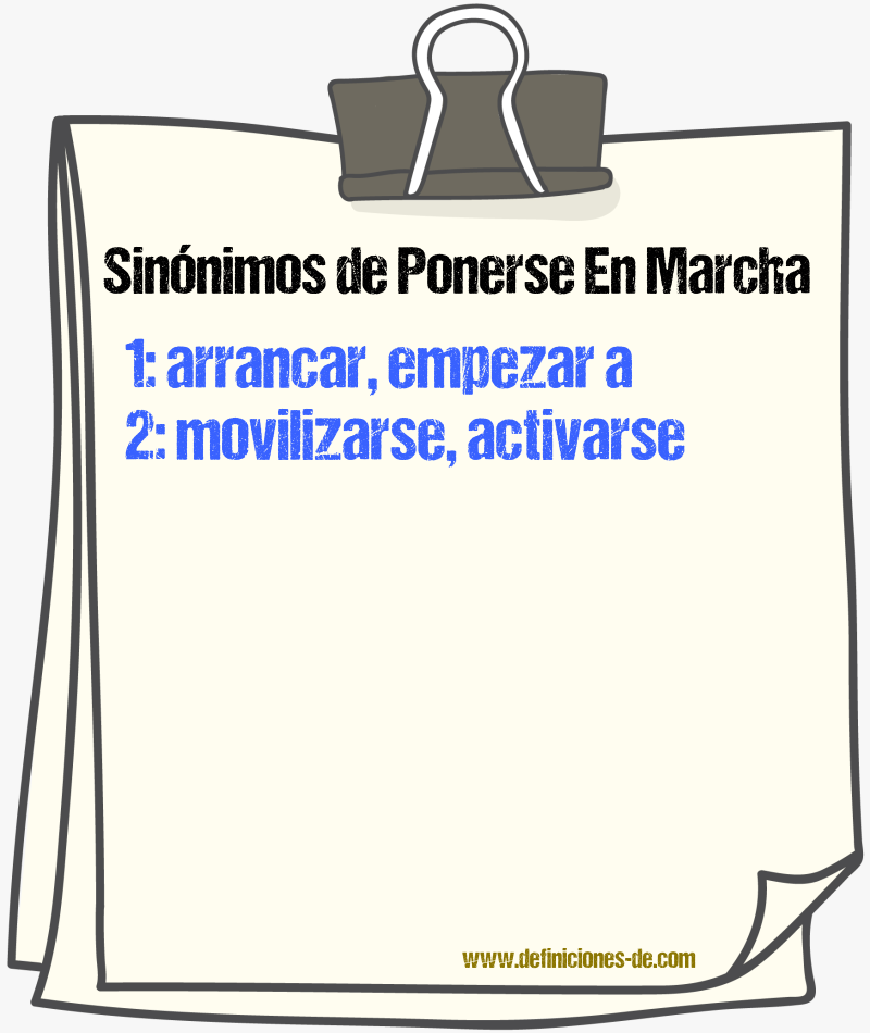Sinónimos de ponerse en marcha