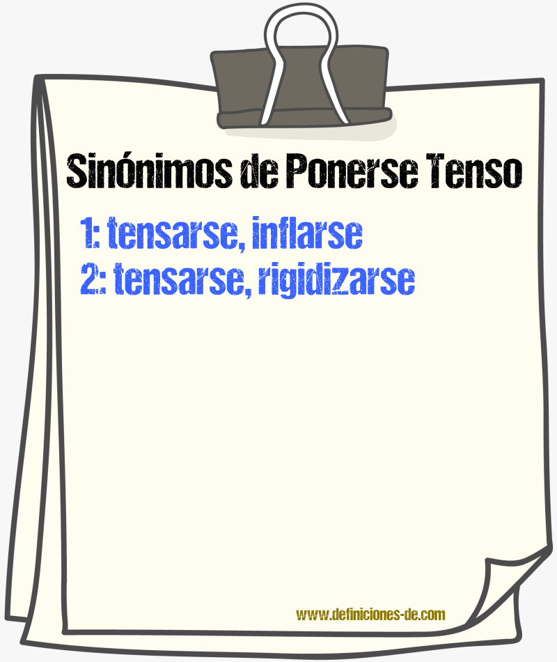 Sinónimos de ponerse tenso
