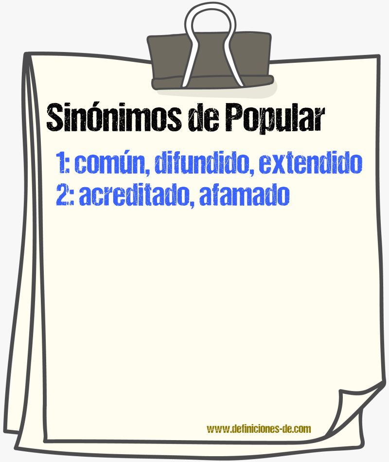 Sinnimos de popular