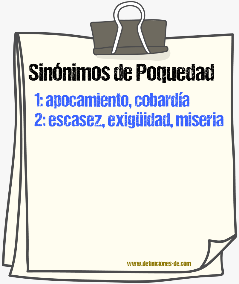 Sinnimos de poquedad