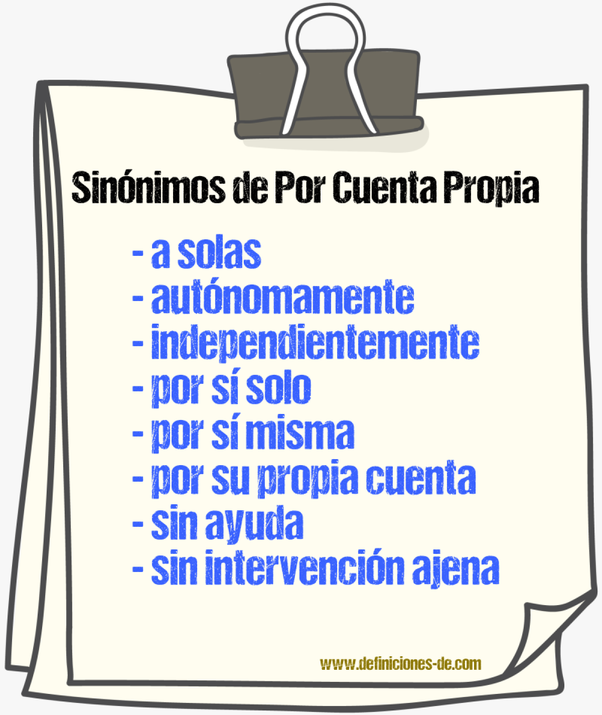 Sinónimos de por cuenta propia