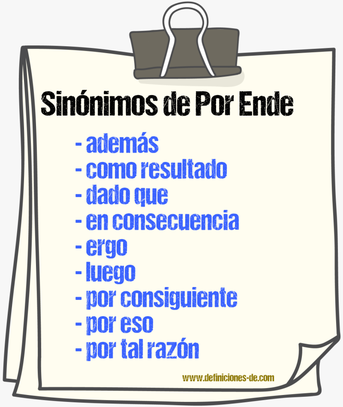 Sinnimos de por ende