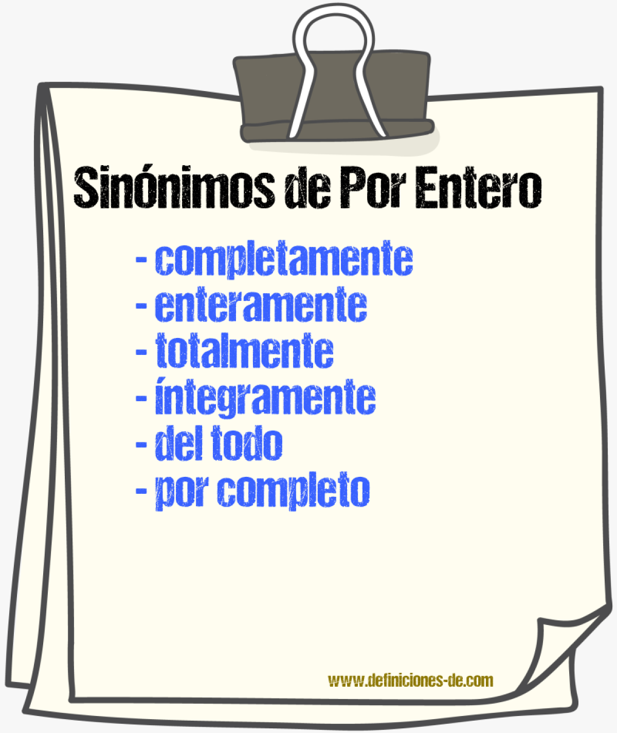 Sinónimos de por entero