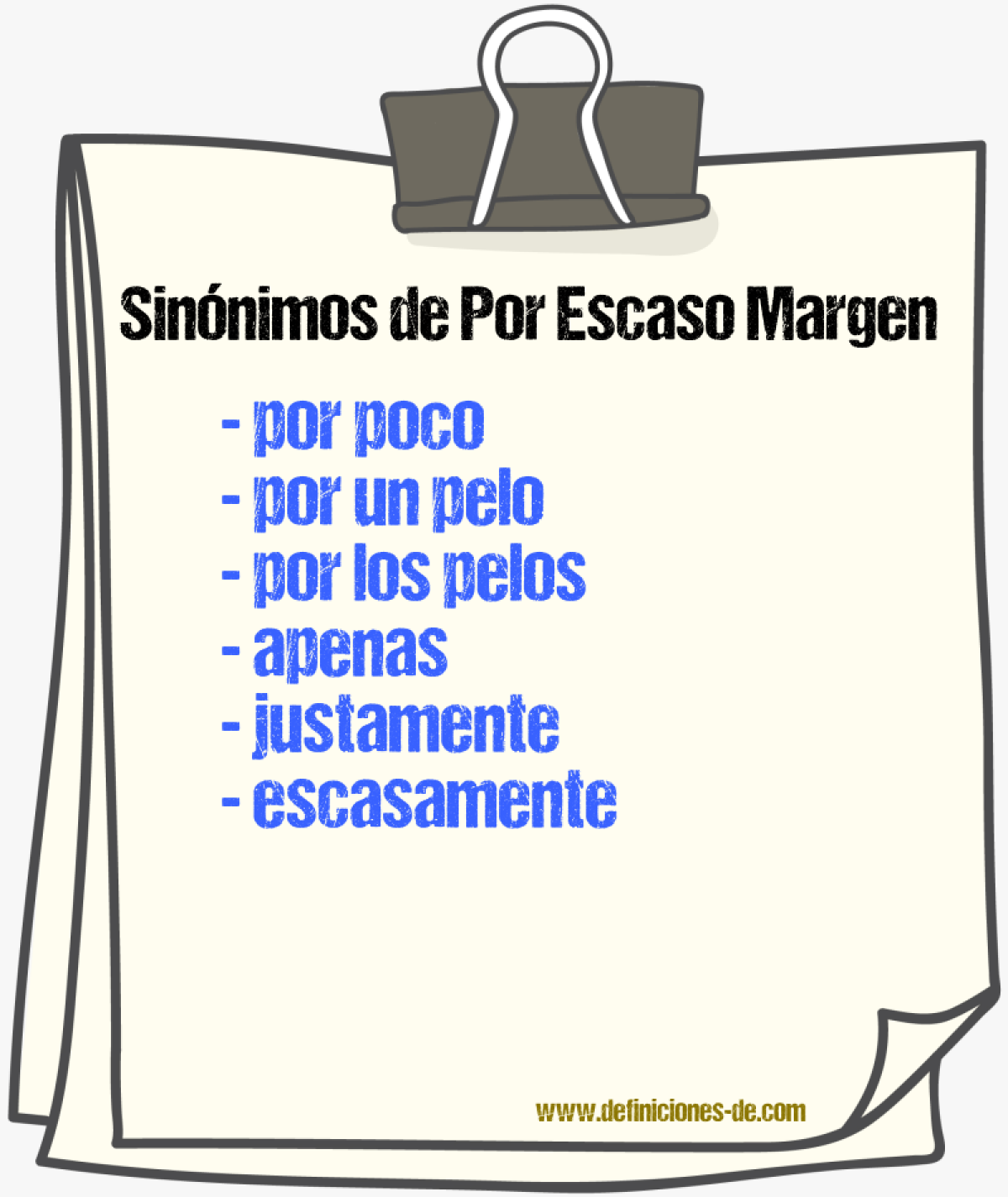 Sinónimos de por escaso margen