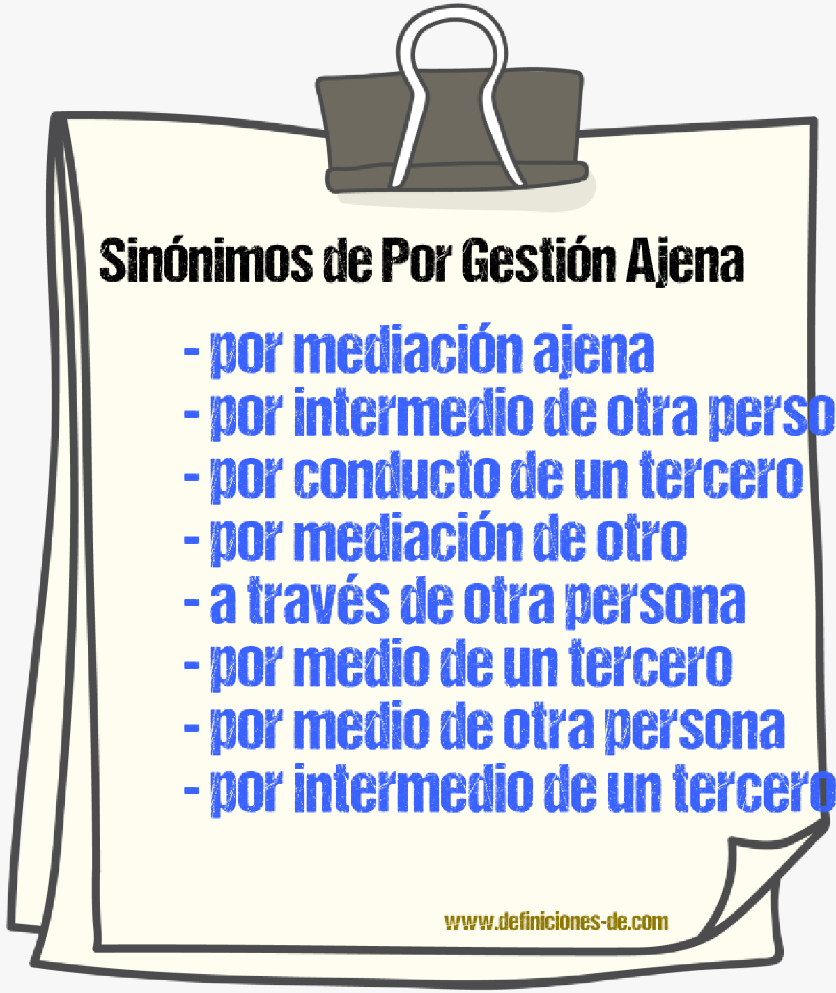 Sinónimos de por gestión ajena