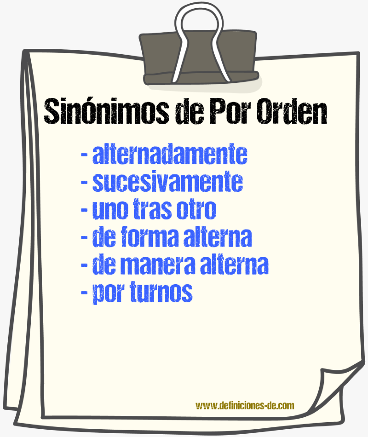 Sinónimos de por orden