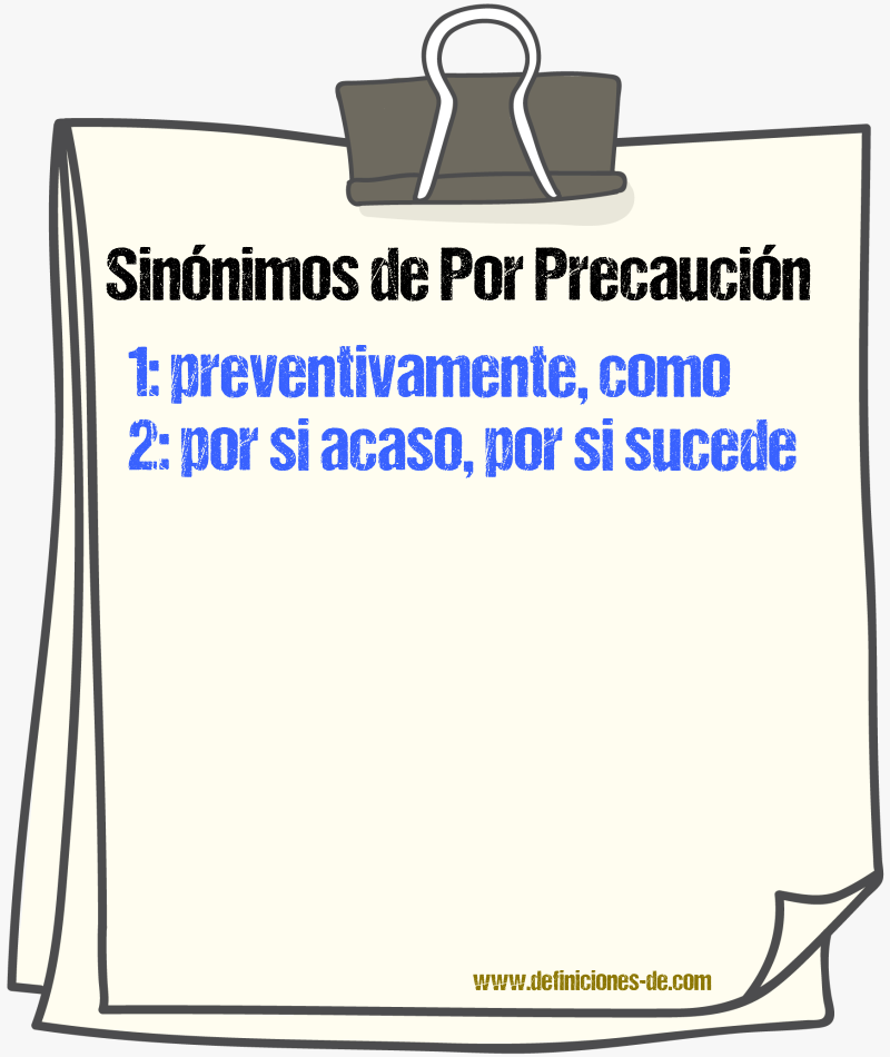 Sinónimos de por precaución
