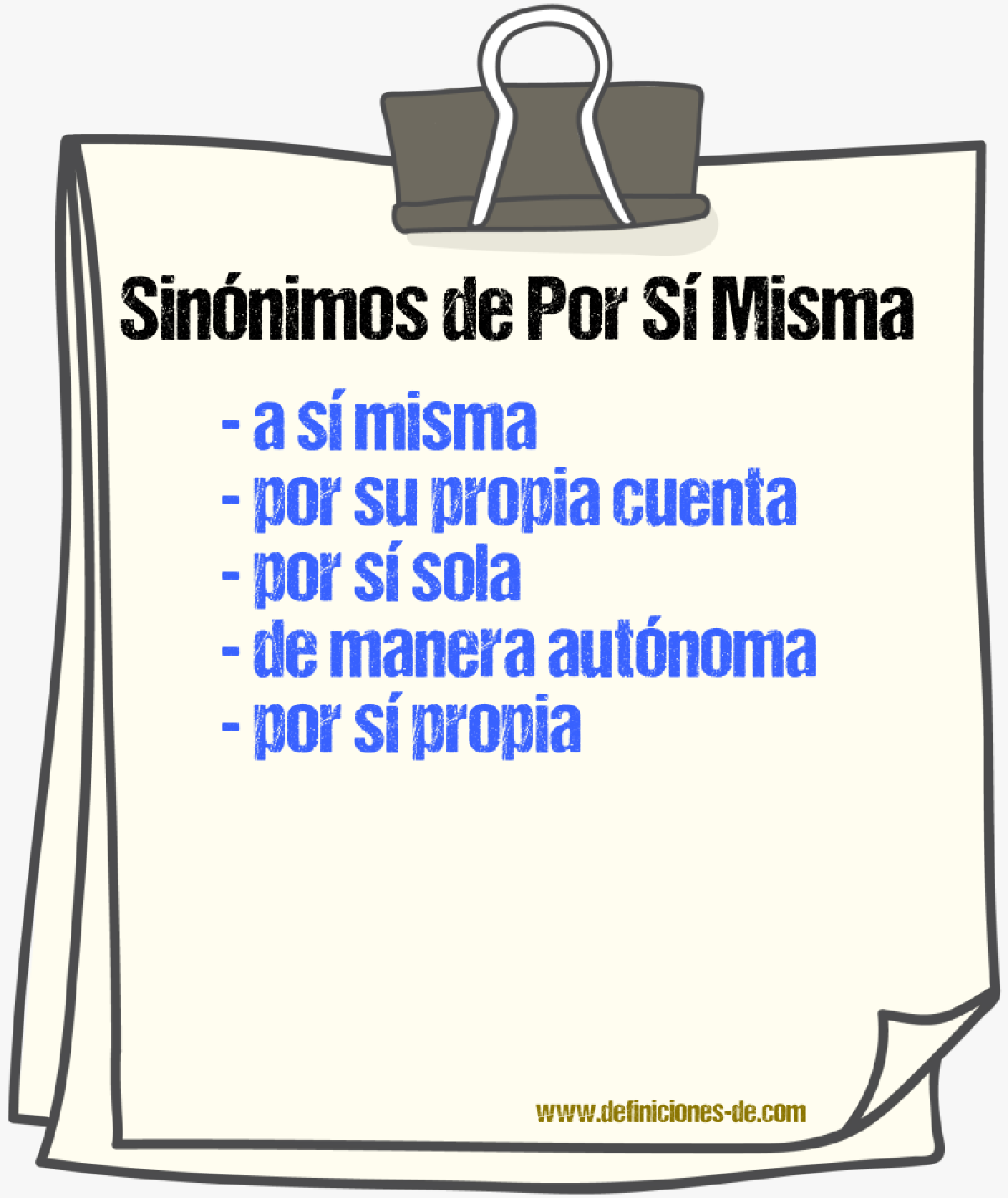 Sinónimos de por sí misma
