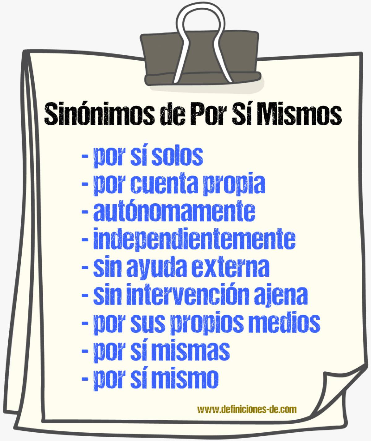 Sinónimos de por sí mismos