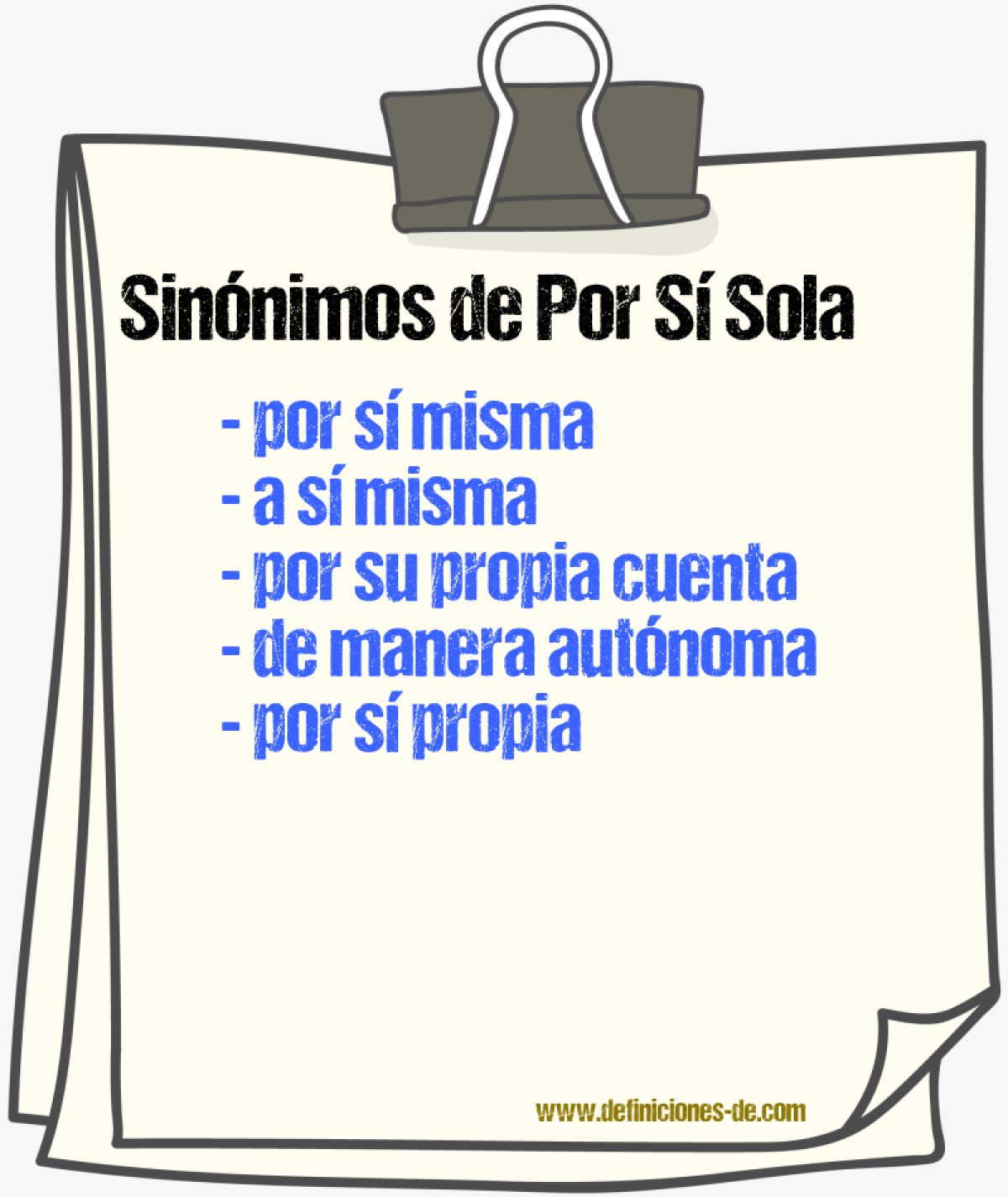 Sinónimos de por sí sola