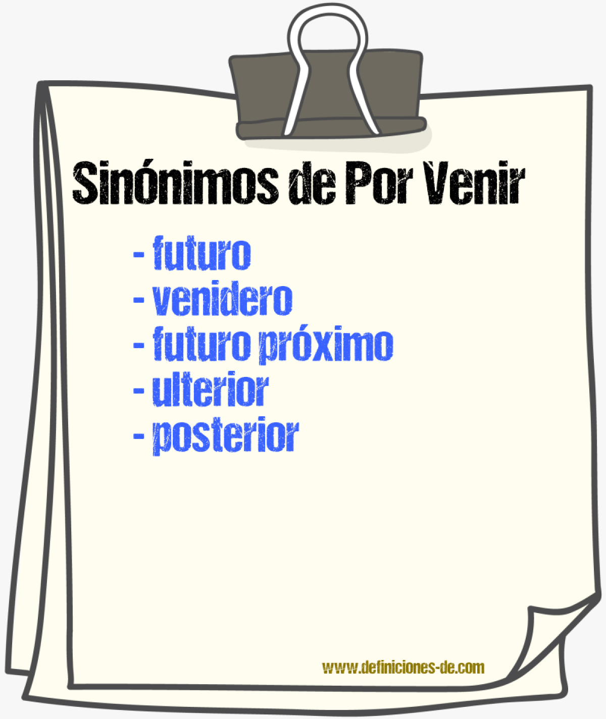 Sinónimos de por venir