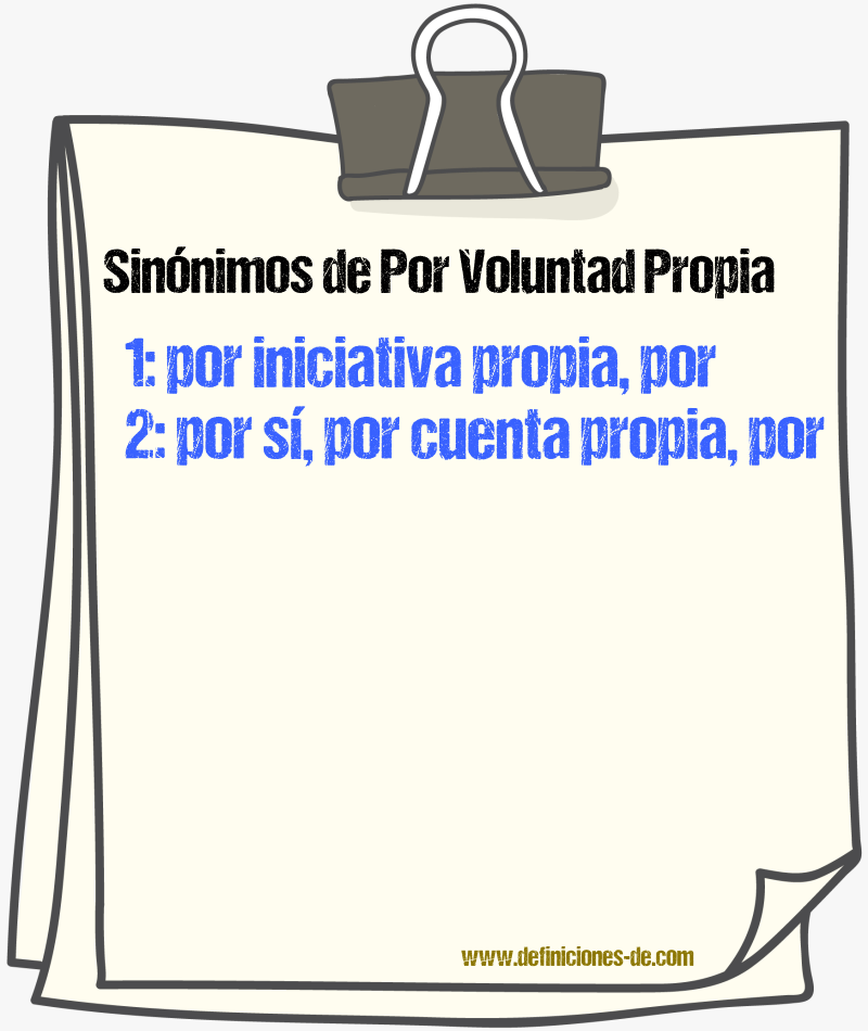 Sinónimos de por voluntad propia