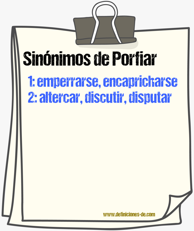 Sinnimos de porfiar