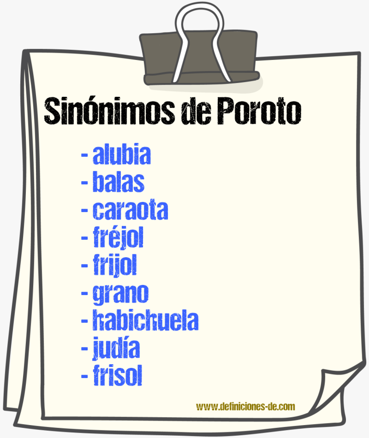 Sinnimos de poroto