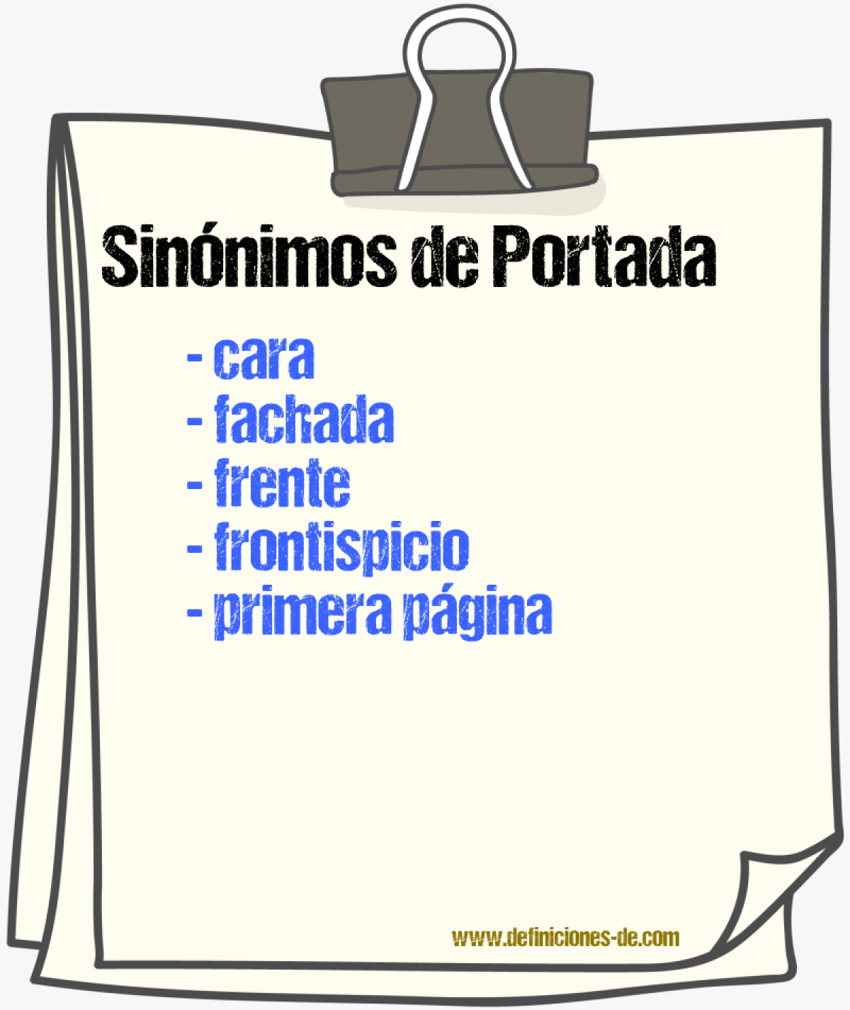 Sinnimos de portada