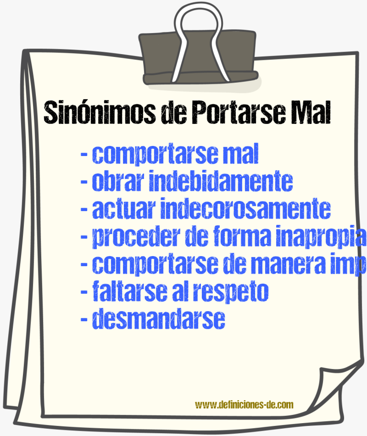 Sinónimos de portarse mal