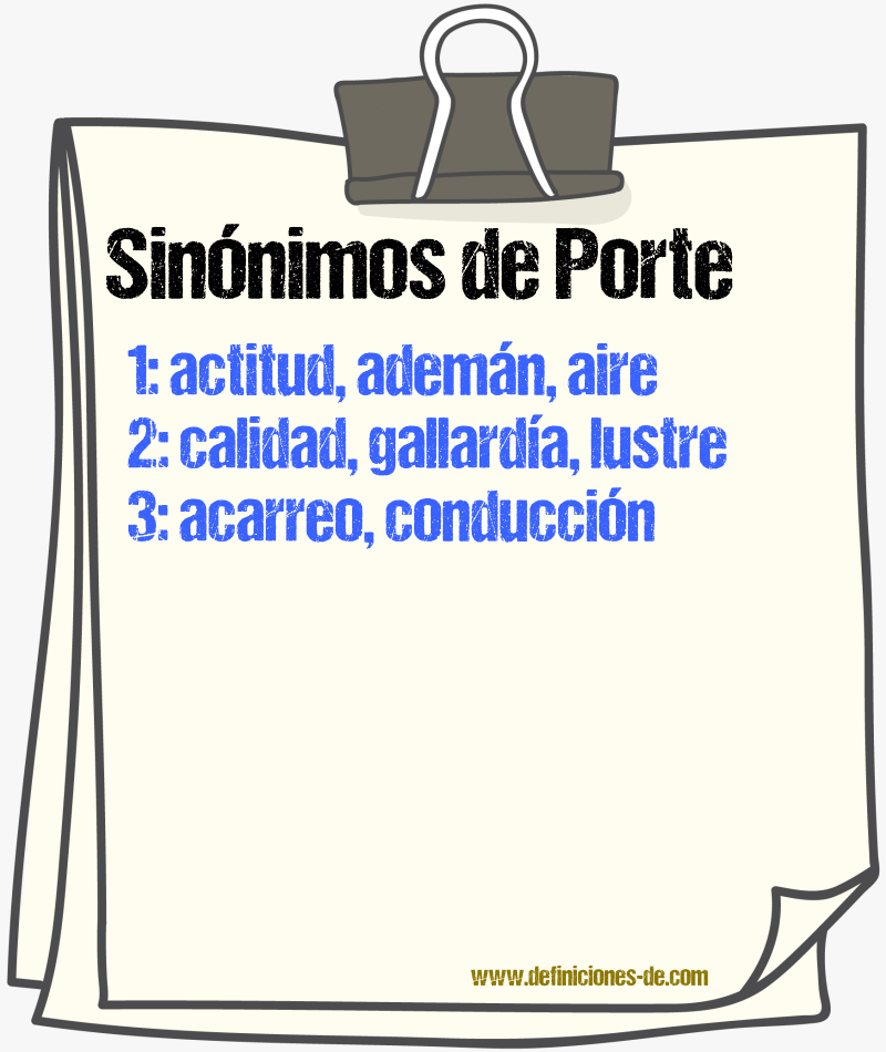 Sinnimos de porte