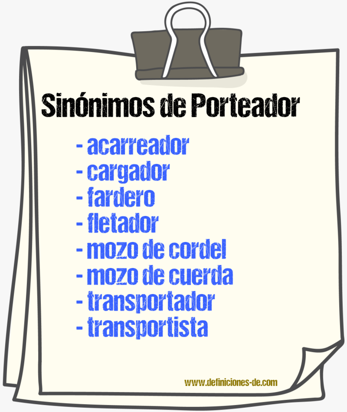 Sinnimos de porteador