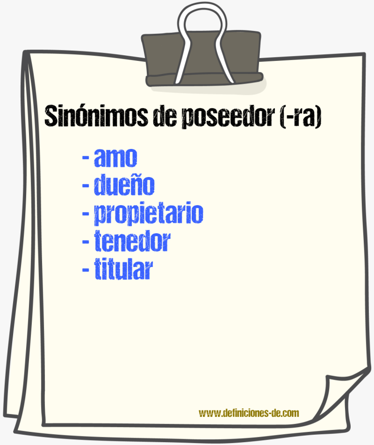 Sinnimos de poseedor