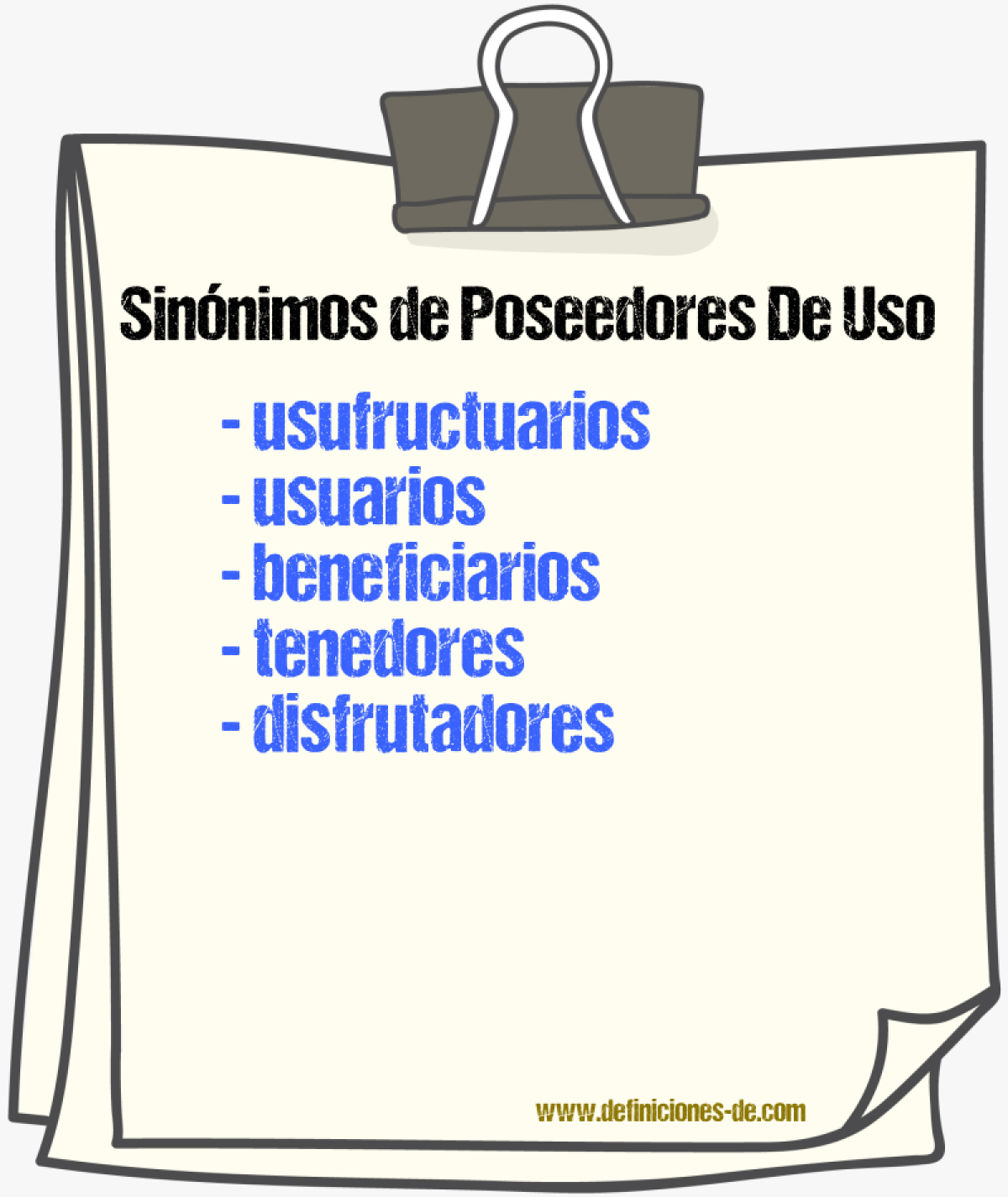 Sinónimos de poseedores de uso