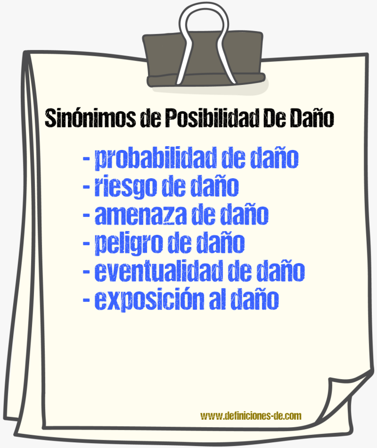 Sinónimos de posibilidad de daño
