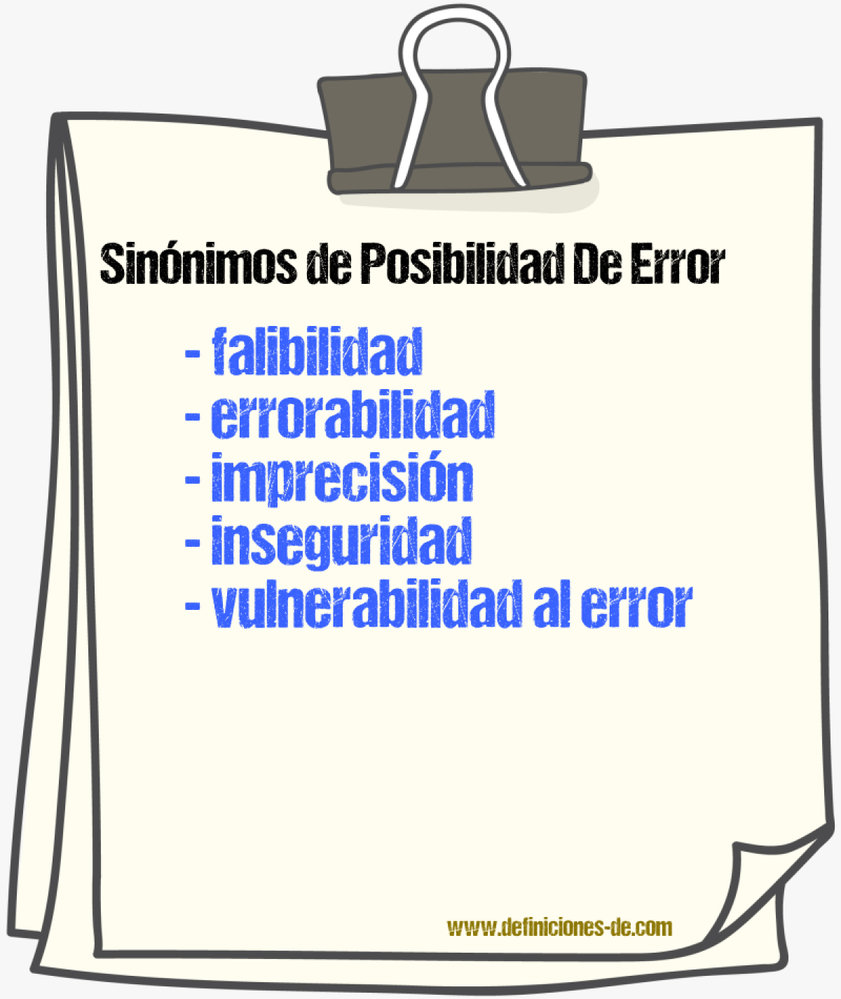 Sinónimos de posibilidad de error