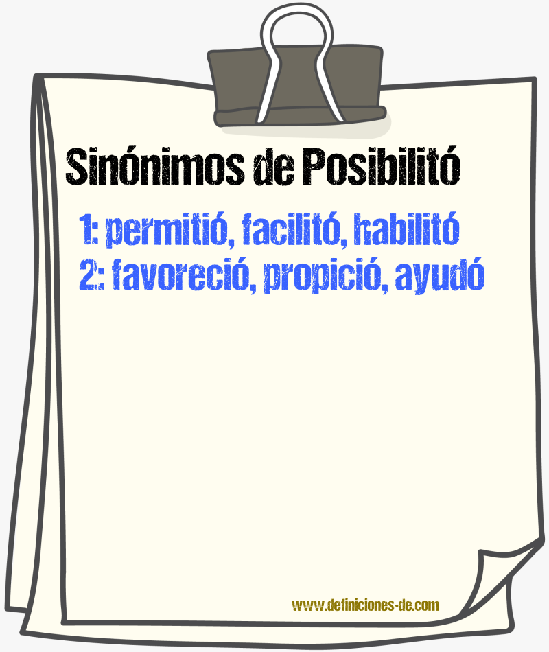 Sinónimos de posibilitó