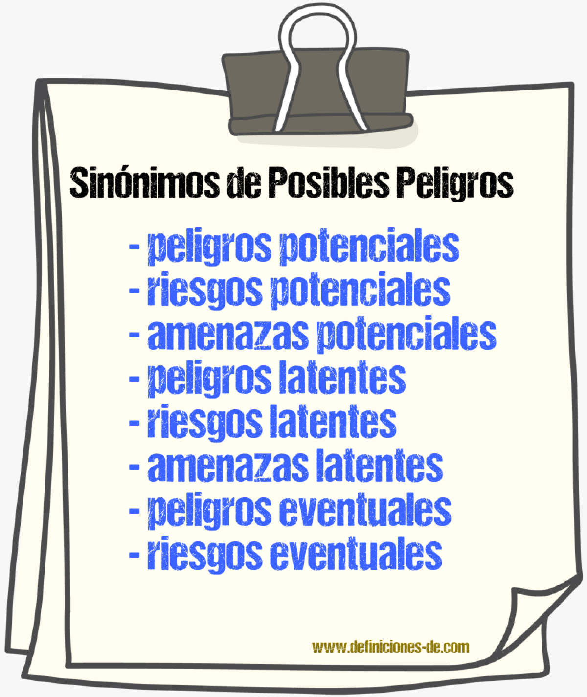 Sinónimos de posibles peligros
