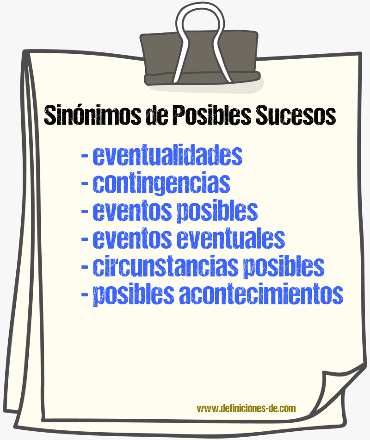 Sinónimos de posibles sucesos