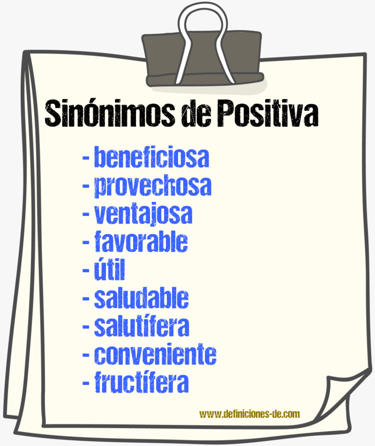 Sinónimos de positiva