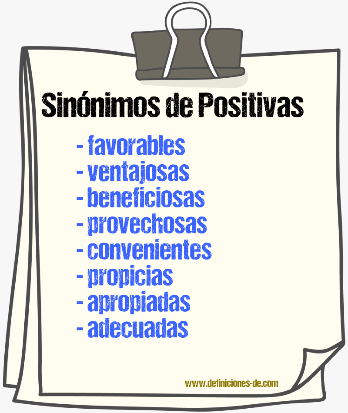 Sinónimos de positivas