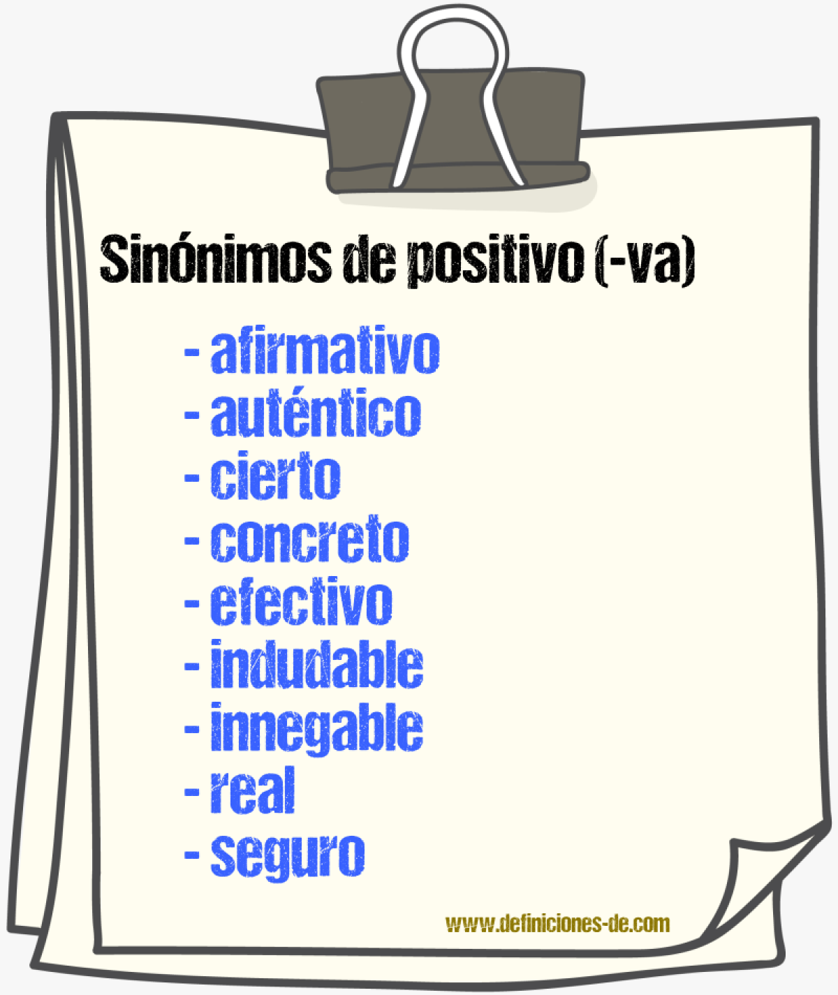 Sinnimos de positivo