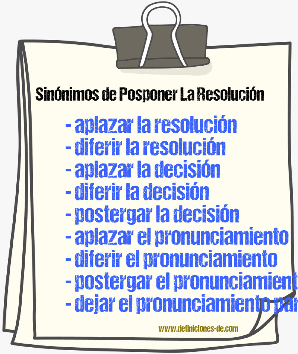 Sinónimos de posponer la resolución