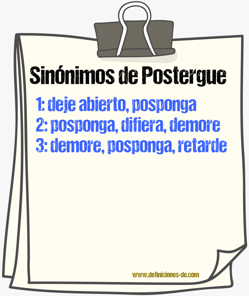 Sinónimos de postergue
