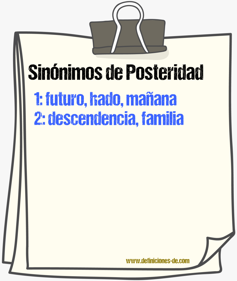 Sinnimos de posteridad