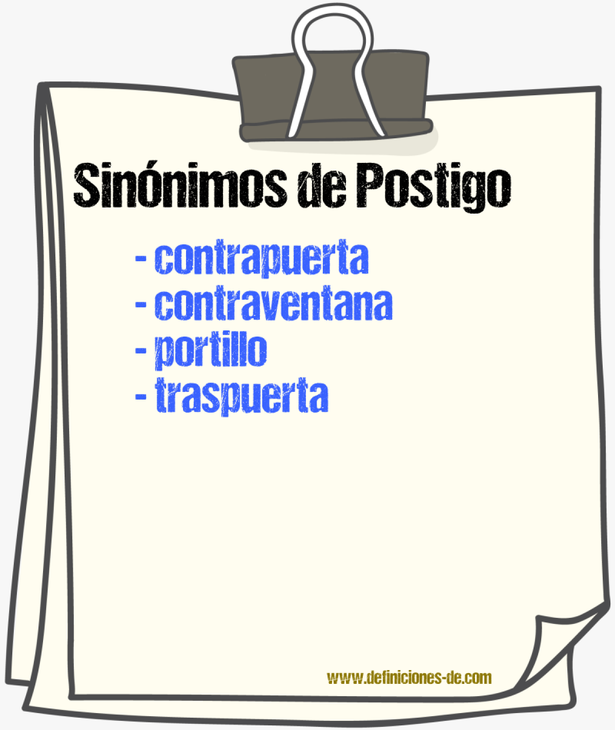 Sinnimos de postigo