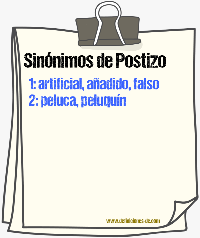 Sinnimos de postizo