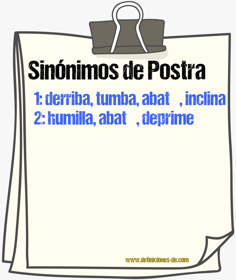 Sinónimos de postra