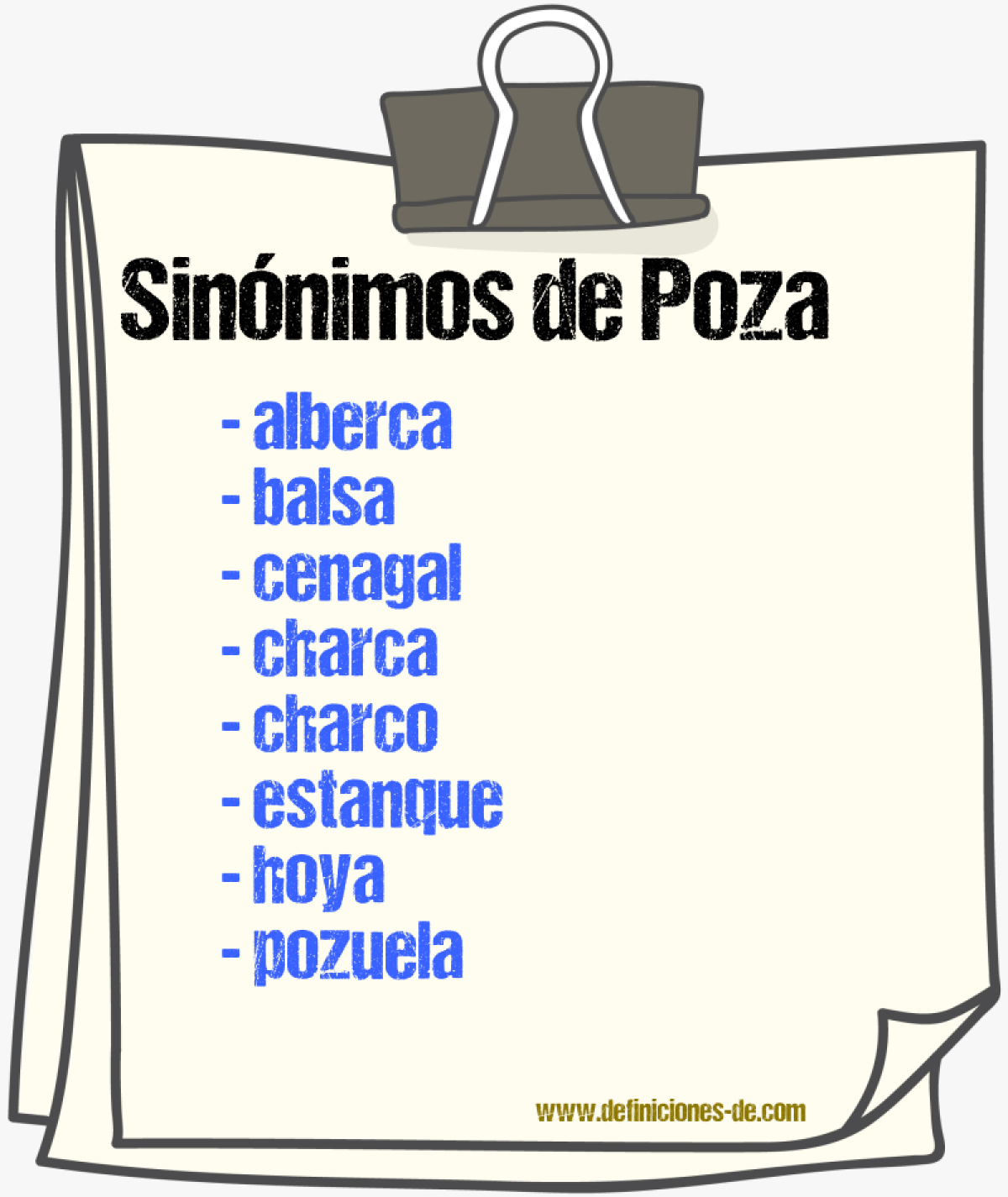 Sinnimos de poza