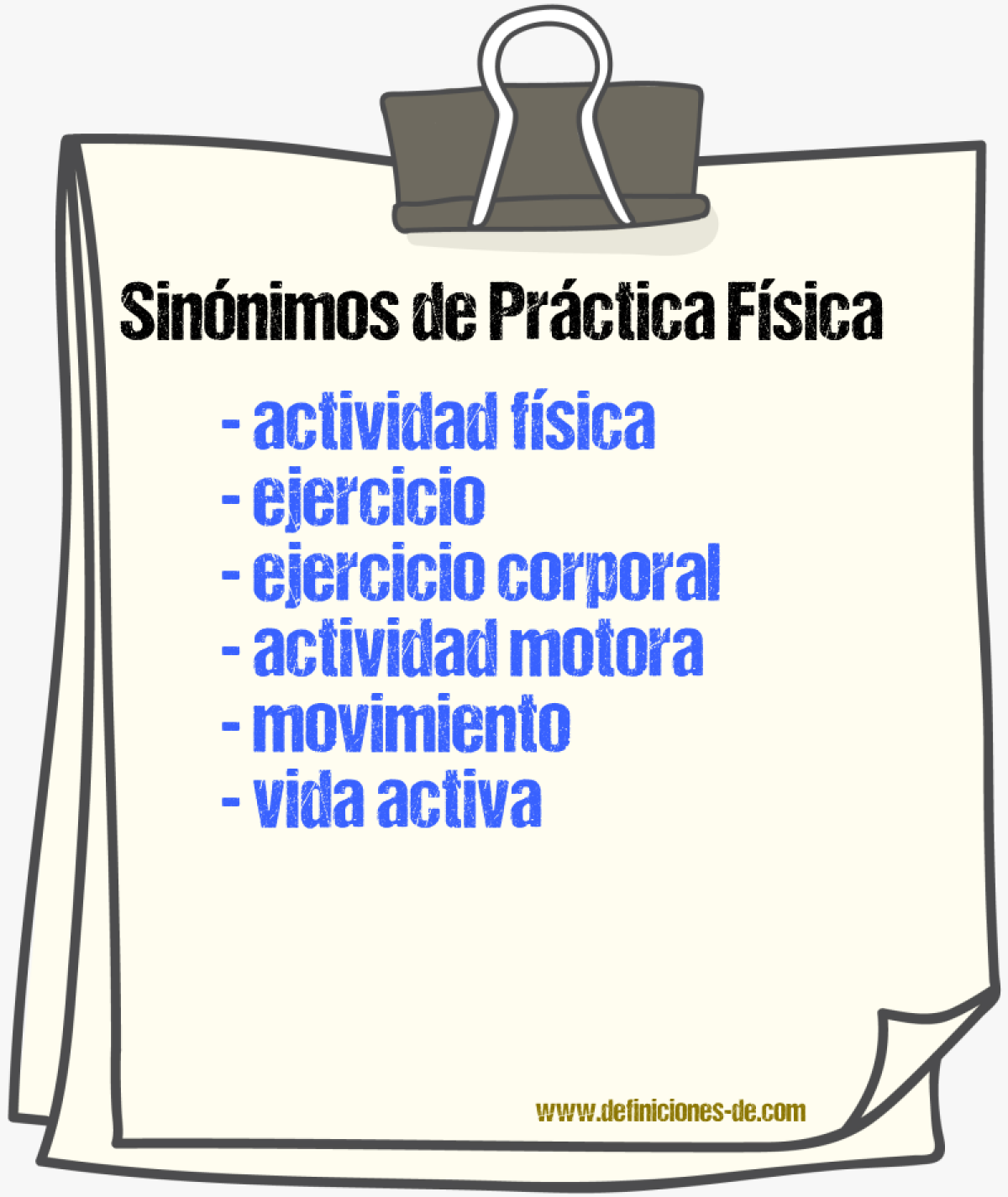 Sinónimos de práctica física