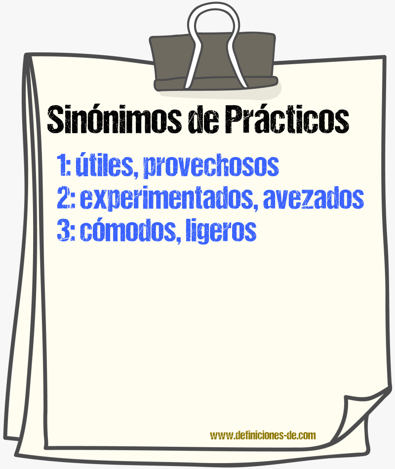 Sinónimos de prácticos