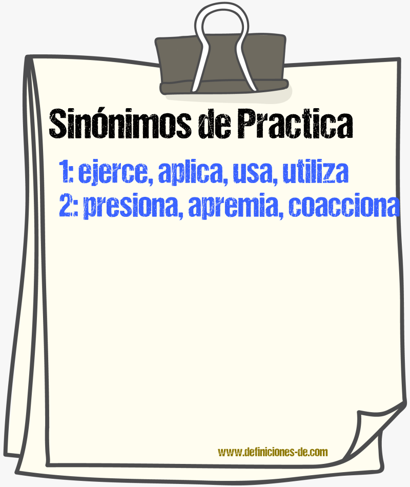 Sinónimos de practica