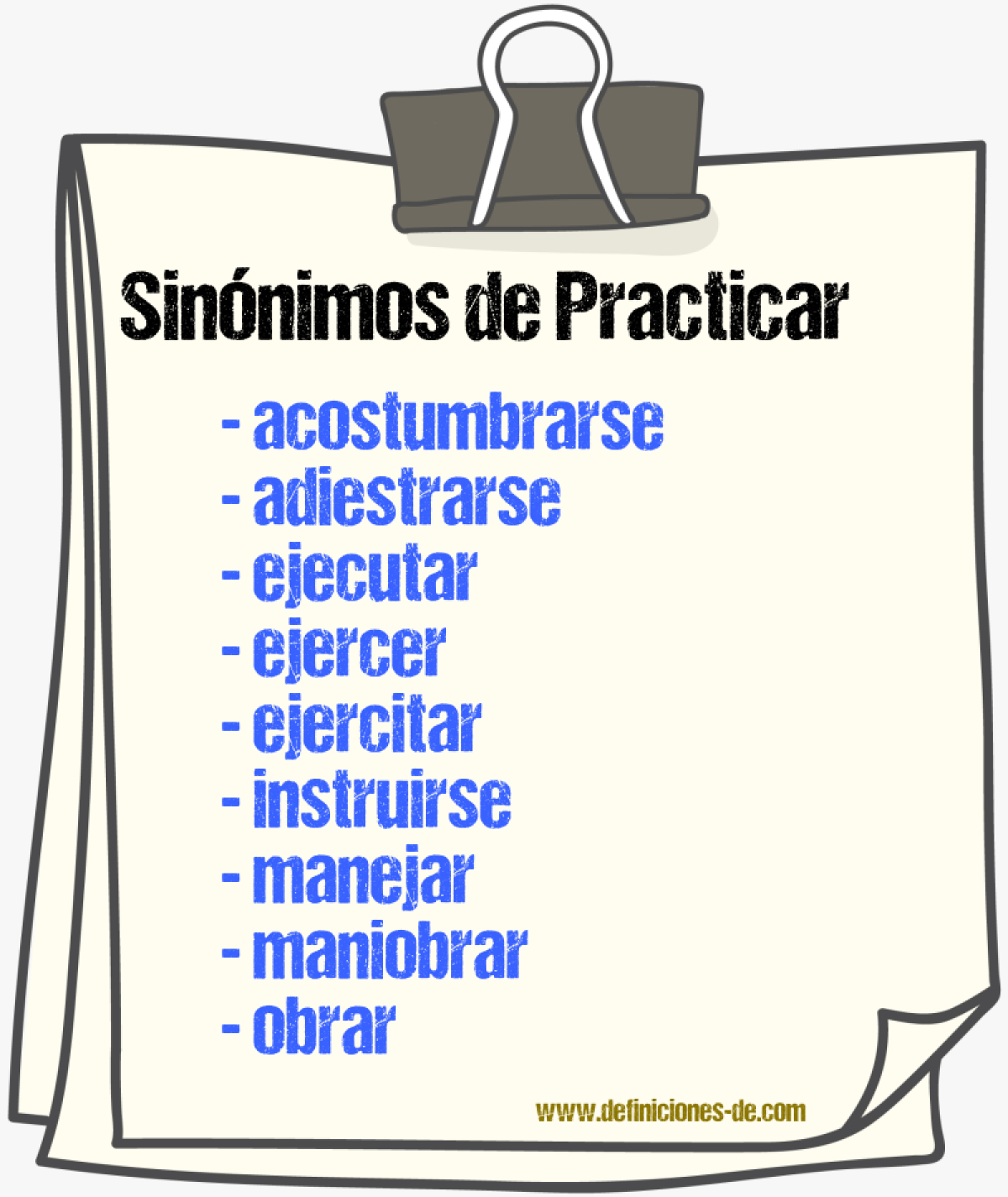 Sinnimos de practicar