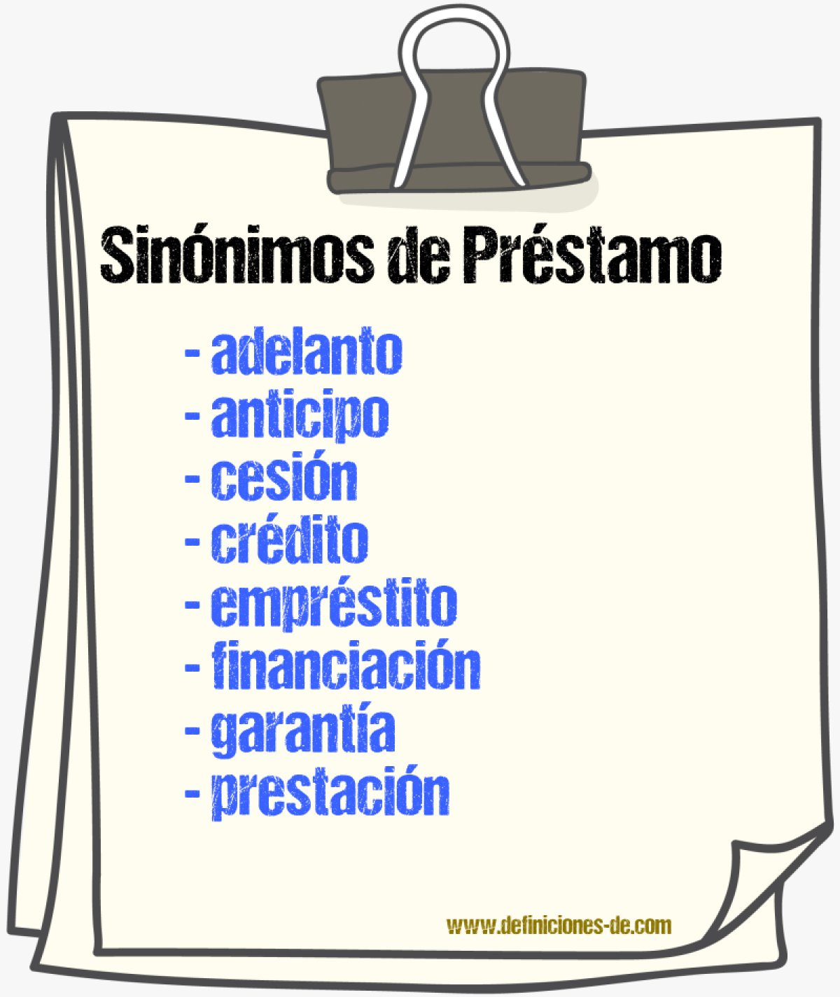 Sinnimos de prstamo