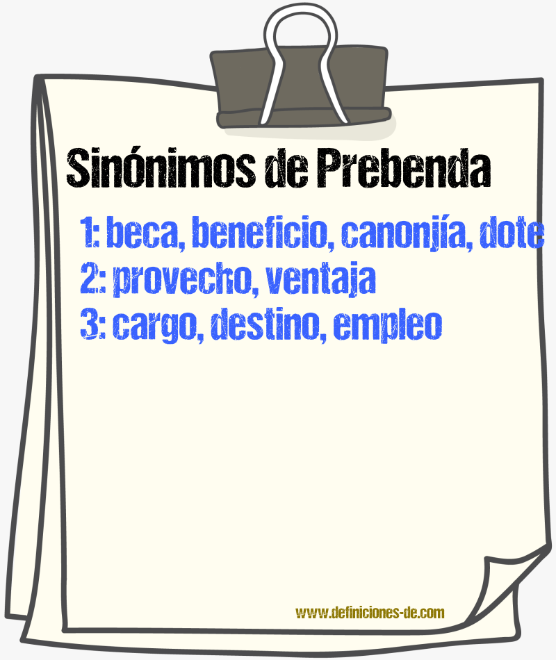 Sinnimos de prebenda