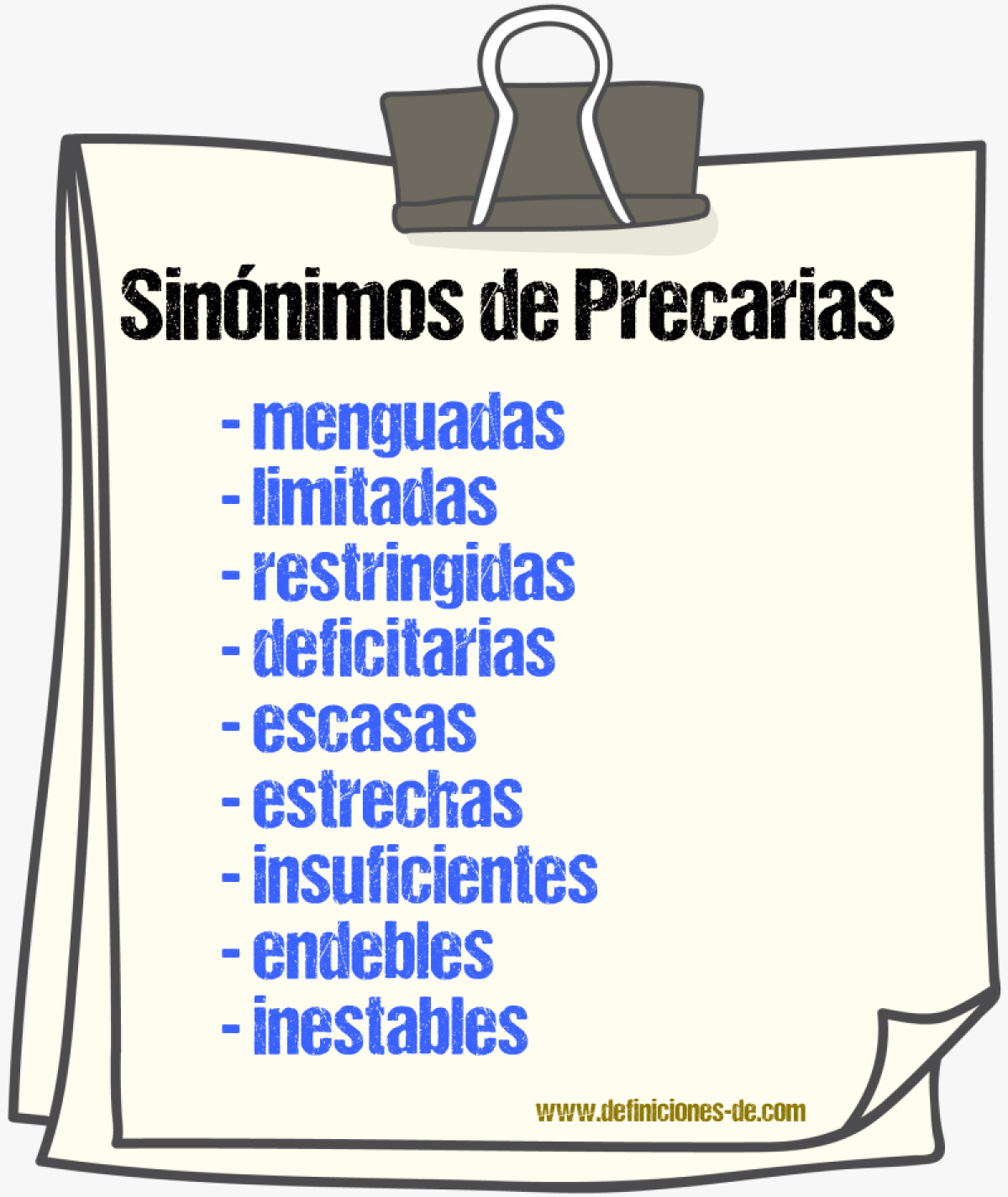 Sinónimos de precarias