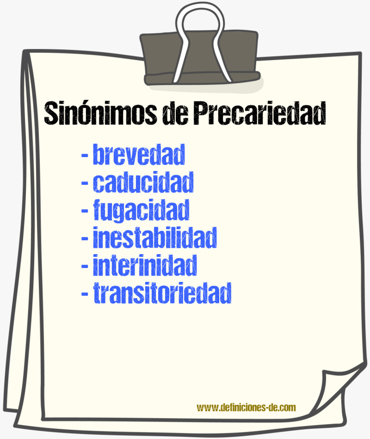 Sinnimos de precariedad