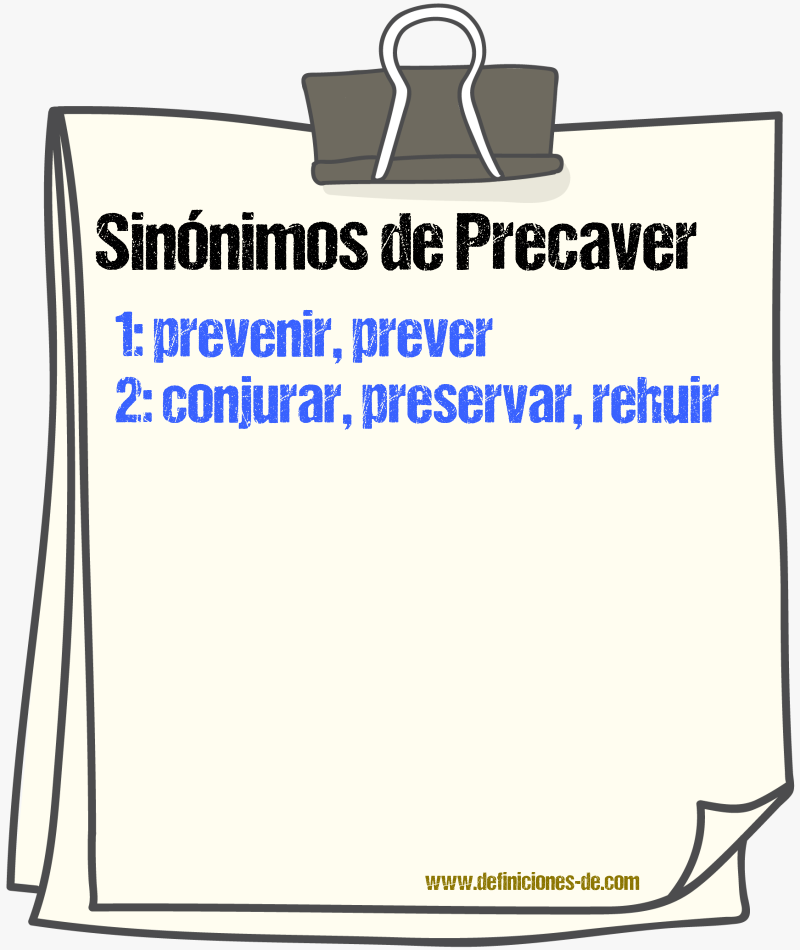 Sinnimos de precaver