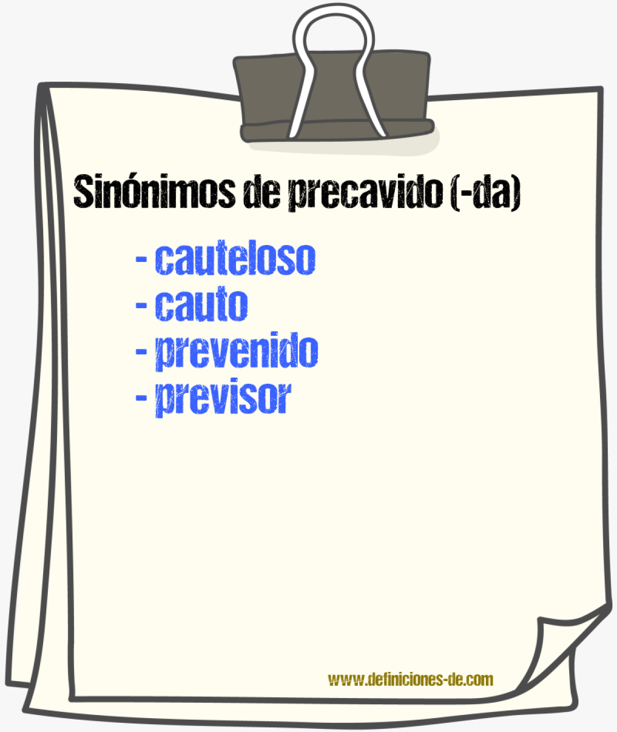 Sinnimos de precavido